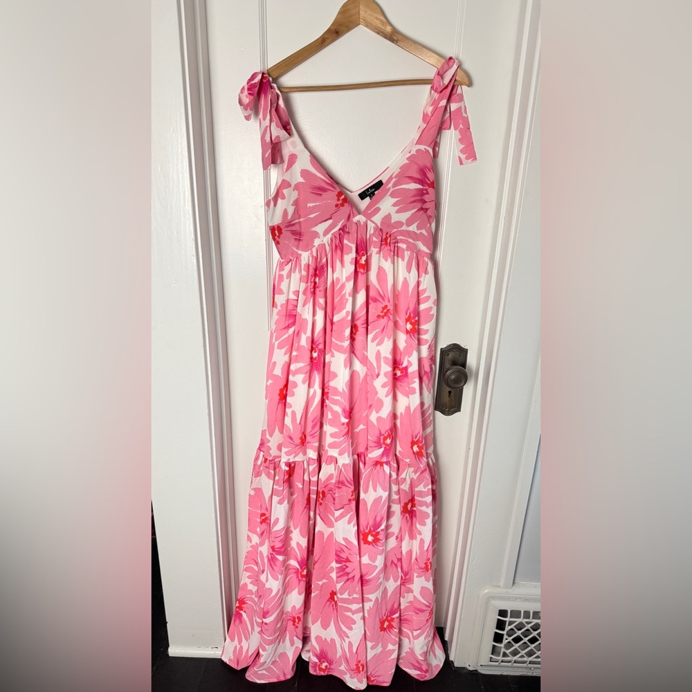 Lulu's Pink and Red Floral Dress